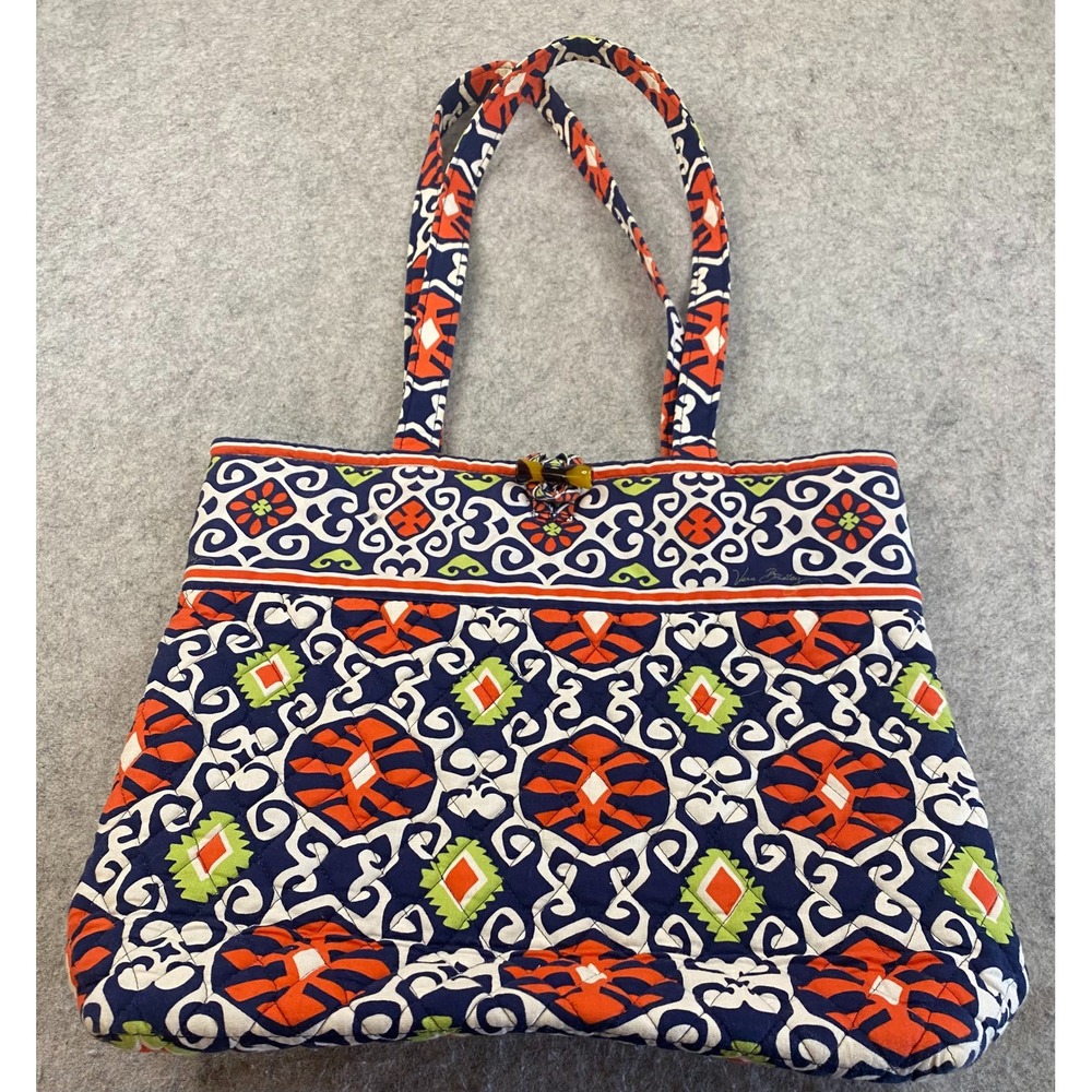 Vera Bradley Canterberry Cobalt Quilted Cotton With Toggle Tote Bag